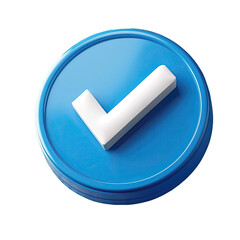 Poster - 3D White Check Mark Icon on Blue Circle Button