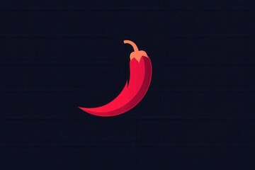 Poster - Modern chili pepper logo design featuring a sleek minimalist fire icon with a bold red color set against a dark background
