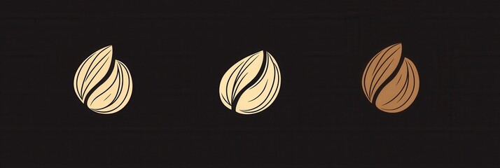 Aufkleber - Modern abstract line art logo features minimalist almond and walnut design showcasing elegant simplicity suitable for diverse applications