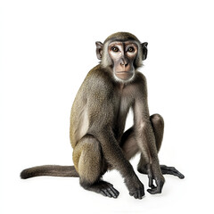 Canvas Print - monkey sitting on white background, looking curious