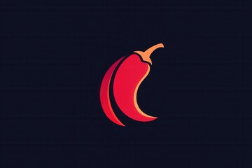 Poster - Bold red chili pepper logo featuring minimalist fire icon for culinary brand representation