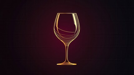 Poster - Sophisticated minimalist wine glass logo design featuring abstract lines in deep red and gold colors