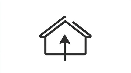 Poster - Simple house icon with upward arrow, suggesting home upload or sharing. Possible use for web design, icons, and social media