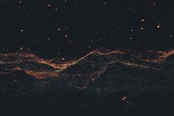 Fototapete - Golden wave of delicate particle lines with luminous effects is depicted in an illustration set on a black background