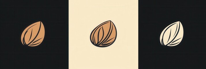 Aufkleber - Modern minimalist nut logo featuring abstract line art of almond and walnut in a stylish design