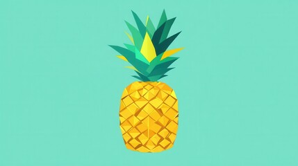 Aufkleber - Bright tropical pineapple logo featuring minimalist geometric design in vibrant yellow and green colors