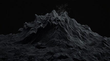Poster - a 3d rendering features an abstract black geometric background comprising layers, accompanied by a m