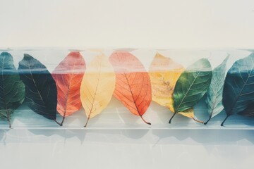 Poster - The texture of colorful leaves is on full display as a background in a macro shot