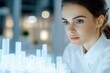 © Oksana - Woman In White Shirt Examines Holographic City Model.
