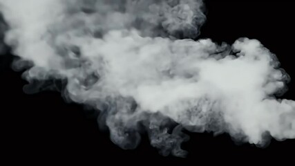 Wall Mural - dramatic explosion thick smoke billowing camera dark background alpha channel seamless compositing