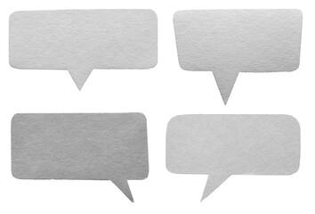 Poster - Collection set of grey gray blank cut out paper speech bubbles with round rounded corners, copy space for text on transparent png background design element