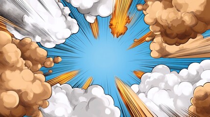 Poster - Retro comic book panel showcasing explosive action and vibrant color bursts Generative AI