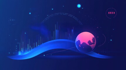 Poster - Futuristic abstract graphic design, global technology, digital world, visual representation, modern art