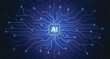 © royyimzy - Artificial intelligence chipset on circuit board in futuristic concept technology artwork for web, banner, card, cover. Vector illustration