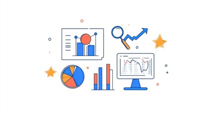 Poster - Business data visualization icons set. Use for presentation slides