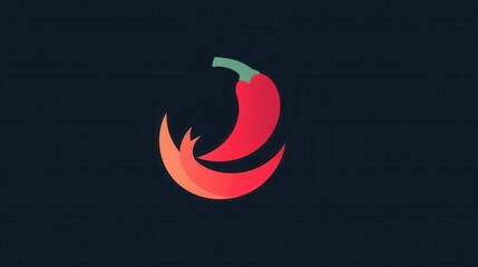 Poster - Modern chili pepper logo featuring a sleek design with bold red color and minimalist fire icon representing spice and bold flavor