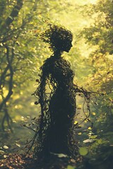 Poster - Enigmatic Silhouette of a Nature-Inspired Figure in the Forest