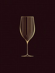 Poster - Minimalist wine glass logo design featuring abstract lines in deep red and gold for sophisticated branding purposes