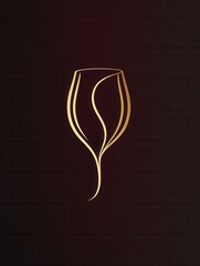 Aufkleber - Minimalist wine glass logo featuring abstract lines in deep red and gold, representing sophistication and luxury in branding