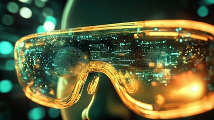 Poster - Futuristic Glasses with Digital Interface Overlay for High-Tech Use