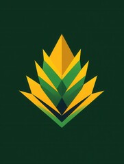 Fototapete - Bright tropical pineapple minimalist logo featuring geometric abstraction in vibrant yellow green hues for modern branding and design