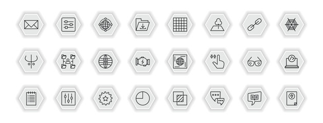 Poster - outline icons set - web concept. vector icons included close envelope, world web, grid on, multitasking man and more.