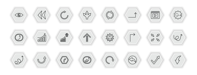 Poster - outline icons set - user interface concept. vector icons included viewer, rotate arrow, looping arrows, increase success and more.