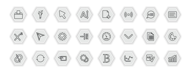 Poster - outline icons set - user interface concept. vector icons included elections, cursor arrow, new page, direct selection and more.