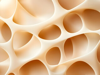 Poster - A close-up view of a delicate, organic texture featuring smooth curves and holes, showcasing a harmonious blend of shapes and soft colors.