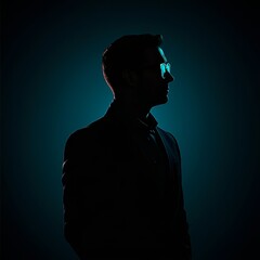 Canvas Print - a man in a suit is standing in front of a blue background