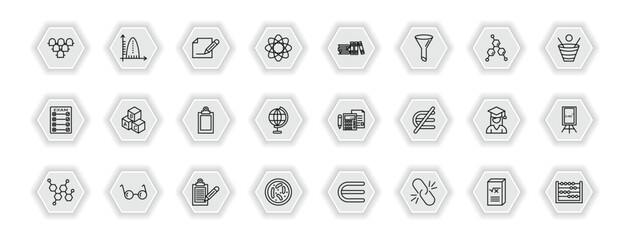 Poster - outline icons set - education concept. vector icons included grandstand, edit pencil, library books, baby abc cubes and more.