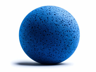 Poster - A textured blue sphere against a white background, perfect for various graphic design projects and creative applications. Its vivid color adds vibrancy.