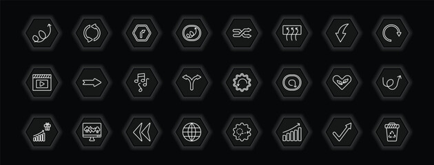 Poster - outline icons set - user interface concept. vector icons included swirly arrow, turn left only, crossover, right drawn arrow and more.
