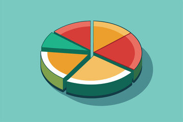 Poster - This illustration showcases a vibrant pie chart, ideal for customizable presentations or data analysis, Pie chart Customizable Semi Flat Illustration