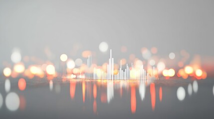 Poster - Abstract city skyline reflected on water, modern design, background image, presentation graphic, suitable for a poster, website, or social media