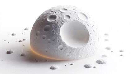 Wall Mural - A detailed lunar crater map with white surface and surrounding lunar features on a white background. Generative AI