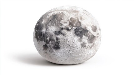 Wall Mural - A realistic view of the moon with detailed surface features and craters on an isolated white background. Generative AI
