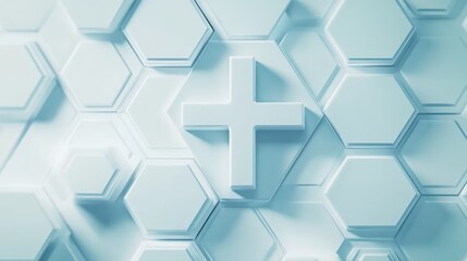 Poster - Abstract medical hexagons with plus sign. Background use medical presentation