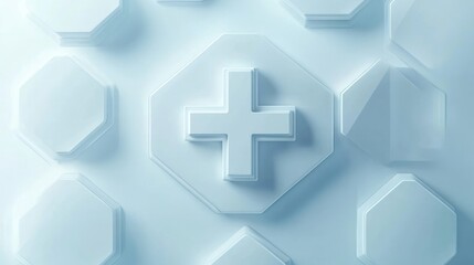 Poster - Abstract geometric pattern with plus sign, possible background for medical or technology presentation