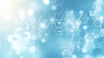 Poster - Abstract medical technology background, connected icons. Possible use Stock photo