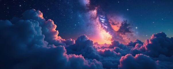 Dark clouds drift across a brilliant, star-filled expanse, darkness, texture, space