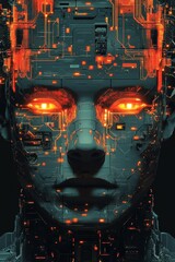 Poster - futuristic cybernetic portrait: a glimpse into the world of advanced technology