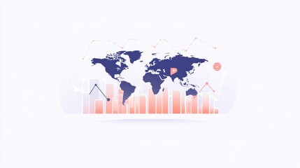 Poster - Global data analysis, world map with statistics. Possible use stock photo