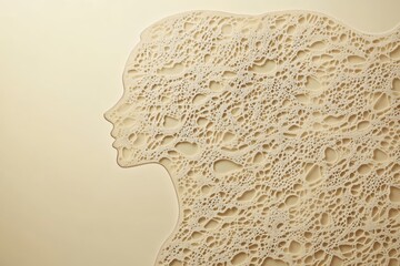 Poster - Intricate Lace Silhouette of a Woman's Profile on Soft Background