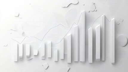 Poster - Abstract white bar graph, growth trend, minimalist design
