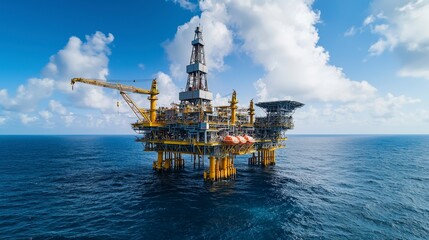 Poster - Offshore oil platform operations open ocean aerial view industrial environment modern technology