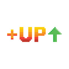 Poster - level up button 8 bit text level up Pixel art 8-bit for game you win
