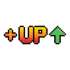 Poster - level up button 8 bit text level up Pixel art 8-bit for game you win