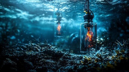 Poster - Tsunami detection technology underwater sensors monitoring ocean floor movements for disaster preparedness