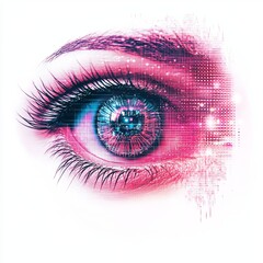 Poster - Futuristic Digital Eye Visualization with Colorful Data Patterns